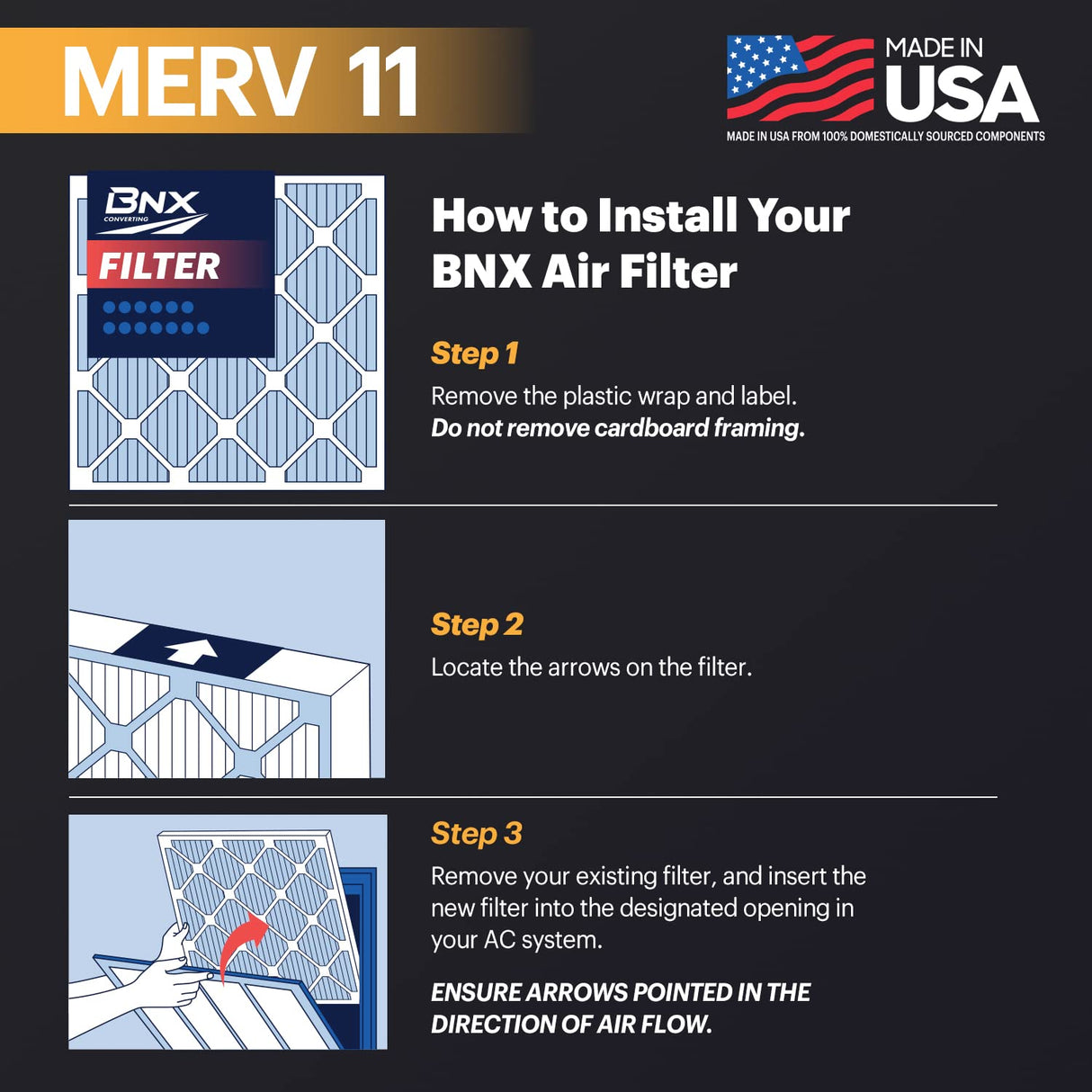 BNX TruFilter 20x22x1 Air Filter MERV 11 (12-Pack)- MADE IN USA - Allergen Defense Electrostatic Pleated Air Conditioner HVAC AC Furnace Filters for Allergies, Dust, Pet, Smoke, Allergy MPR 1200 FPR 7