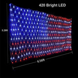 FUNIAO (New) American Flag Lights, 420 LED USA Flag, Outdoor Waterproof Patriotic Lights Hanging Ornaments for Memorial Day, 4th of July, Labor Day, Presidential Election, Christmas