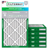 Filterbuy 18x30x2 Air Filter MERV 8 Essential Dust & Allergy Defense (6-Pack), Electrostatic Pleated HVAC AC Furnace Filters Replacement (Actual Size: 17.50 x 29.50 x 1.75)