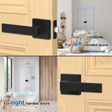 Estmoon 8 Pack Door Handles Black Interior Door Knobs, Keyless Privacy Door Levers with Lock Heavy Duty Door Handle for Bedroom Bathroom