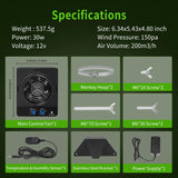 DAOTAILI 4-Inch Grow Tent Inline Duct Fan, Automatic Temperature & Humidity Sensing Control, Ventilation System for Grow Tents, Greenhouses