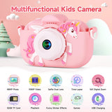 Kids Camera Toys for Ages 3 4 5 6 7 8 9 Girls, 48MP Dual Lens Toddler Digital Camera Christmas Birthday Gift, Kids Selfie Camera with 32G SD Card, Silicone Cover