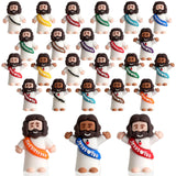 100pcs Little Jesus Figures in Bulk, Multicolor Mini Jesus Figurines Rubber Toys to Hide and Seek for Religious Party Favors , Sunday School Baptism, Christmas, Easter Egg Gifts for Kids, Man, Woman