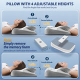 Cervical Pillow for Neck and Shoulder, Adjustable Side Sleeper Pillows for Adults, Ergonomic Neck Support Pillow, Contour Memory Foam Pillows Pain Relief for Side Back Stomach Sleepers