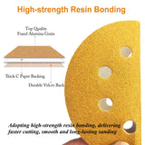 Aiyard 5-Inch 8-Hole Hook and Loop Sanding Discs 120-Grit Random Orbit Sandpaper, 100-Pack
