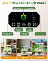 Misting Hydroponic Growing System Kit 15-Pods Indoor Smart Herb Garden Planter with LCD Touch Panel 6L Large Tank for Herb/Vegetables/Flowers/Fruits, Gardening Gifts for Women Men Beginners - White
