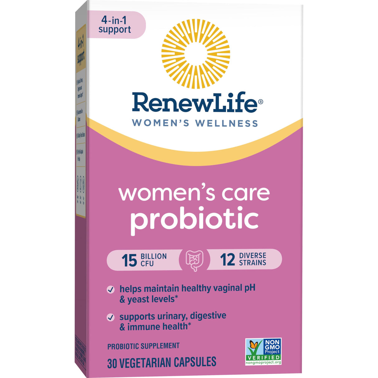 Renew Life Women's Probiotic Capsules, Supports pH Balance for Women, Vaginal, Urinary, Digestive and Immune Health, L. Rhamnosus GG, Dairy, Soy and Gluten-Free, 15 Billion CFU - 30 Ct
