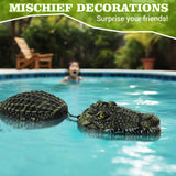Floating Crocodile Sculpture, 3-Section Simulated Floating Alligator, Pond Floating Alligator Bait for Garden Pond Backyard Decoration (2-Pack)