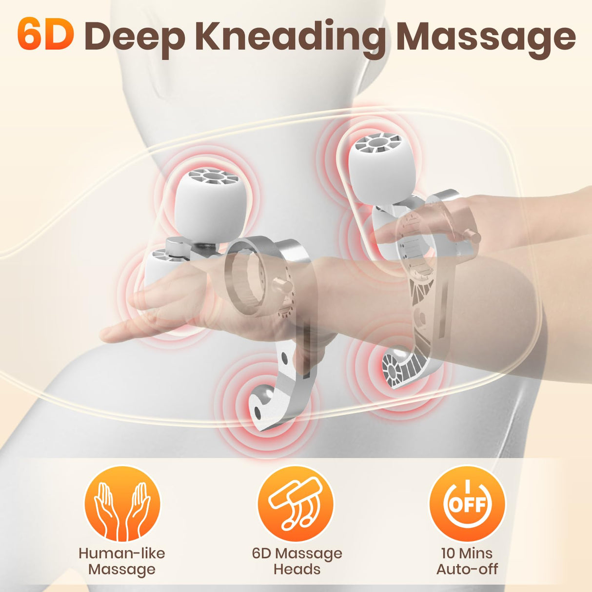 LCMWB Brushless Neck Massager with Heat, Cordless 6D Professional Neck Massager for Pain Relief Deep Tissue, Ergonomic Kneading Back Shoulder Massagers with 2 Modes/Speeds, Fathers Day Gift