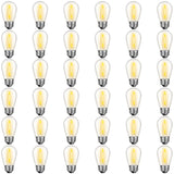 GvvooHome 36 Pack S14 LED Bulbs for Outdoor String Lights, Shatterproof Replacement Edison Bulbs for Patio String Lights Outdoor Waterproof, Warm White 2200K, Dimmable, E26 Standard Base