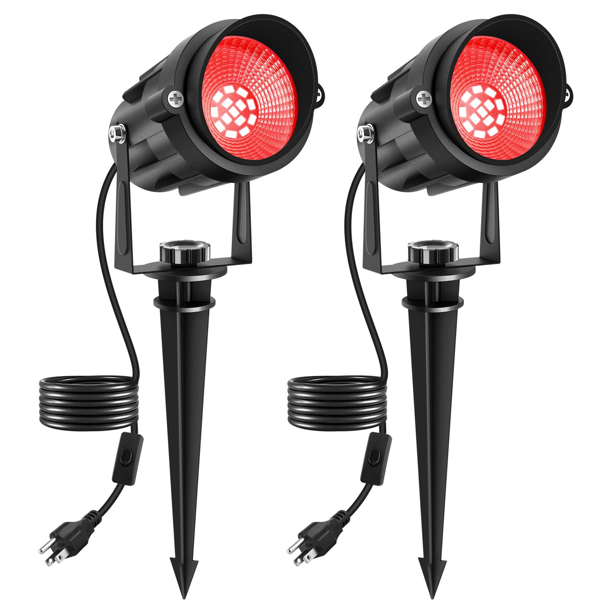 CREPOW Halloween Red Landscape Lights Outdoor, 14 LED Landscape Lighting with US Plug, IP65 Waterproof Spotlights for Tree Yard Garden Pathway Christmas Decor 2 Pack