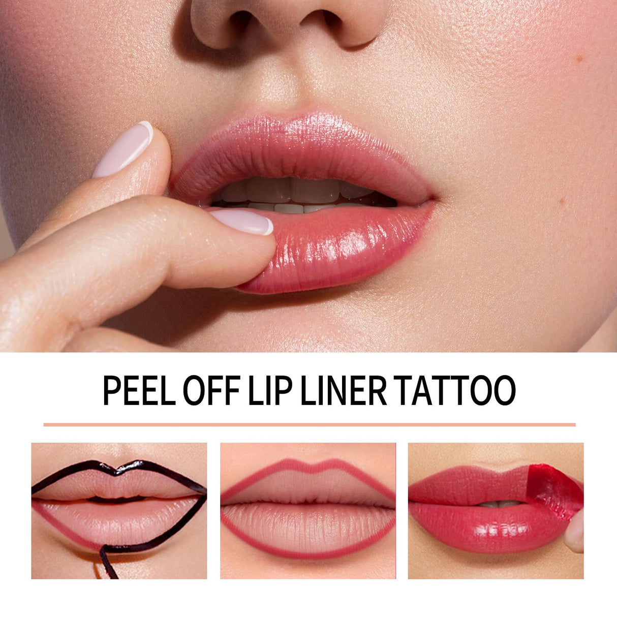 BANGFENG 4Pcs Peel Off Lip Liner Stain Set - Long-Lasting, Smudge-Proof, Waterproof Nude Matte Lip Tint, Non-Fading Peel Off Lip Color, Effortless Precision & Full Coverage, 24H Color Hold