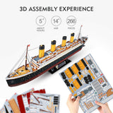 CubicFun Titanic 3D Model Ship Puzzle with LED Lights, 266 Pieces, 88 cm