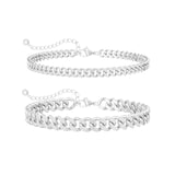 Sterling Silver Ankle Bracelets for Women Waterproof - Dainty Silver Anklets Trendy Layered 925 Silver Plated Stackable Chunky Cuban Link Chian Anklet Bracelet Set for Women Non Tarnish Jewelry Gift
