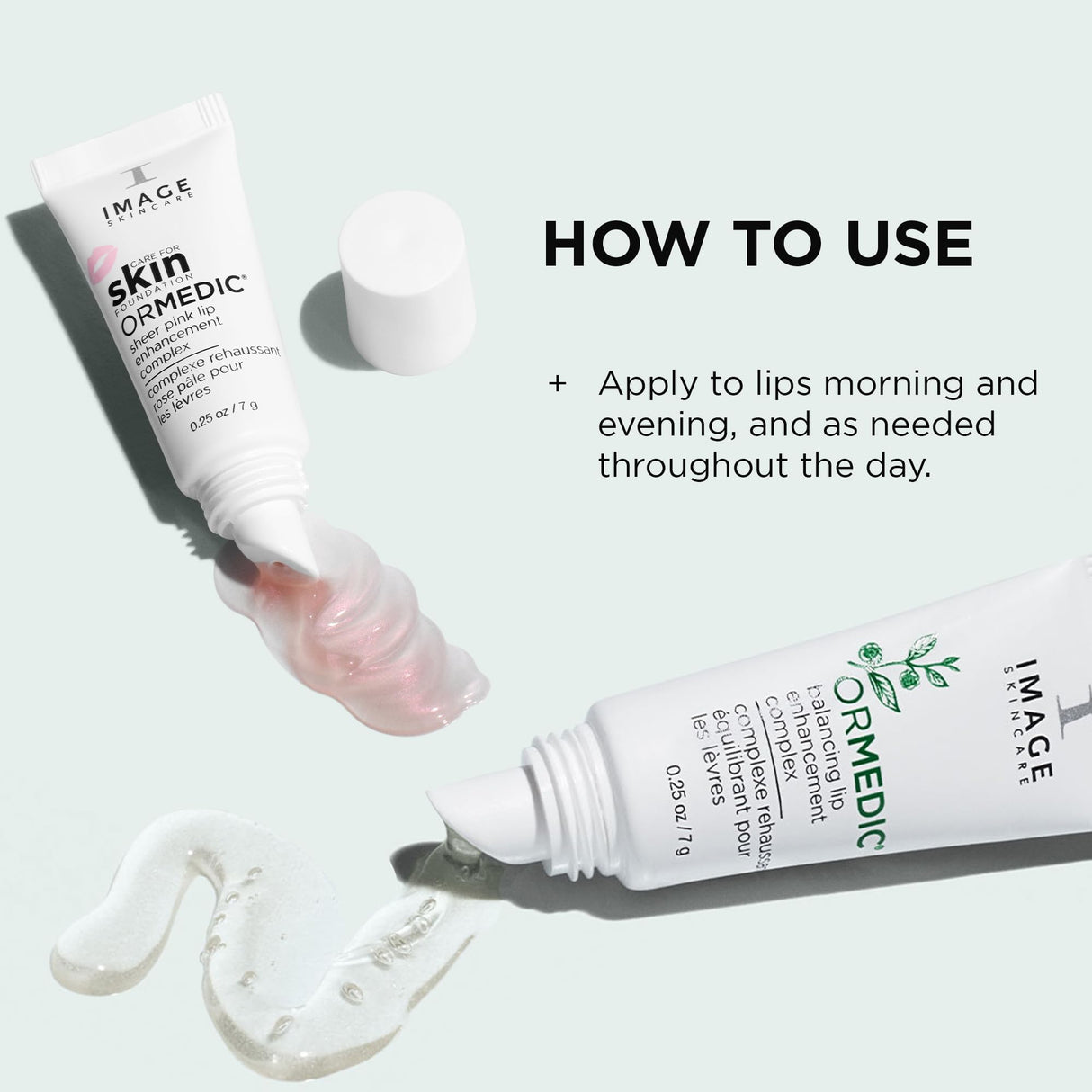 IMAGE Skincare, Ormedic pH Balancing Lip Enhancement Complex, with Avocado Oil & Vitamin E for Deep Hydration, Clear & Seer Pink, Set of 2