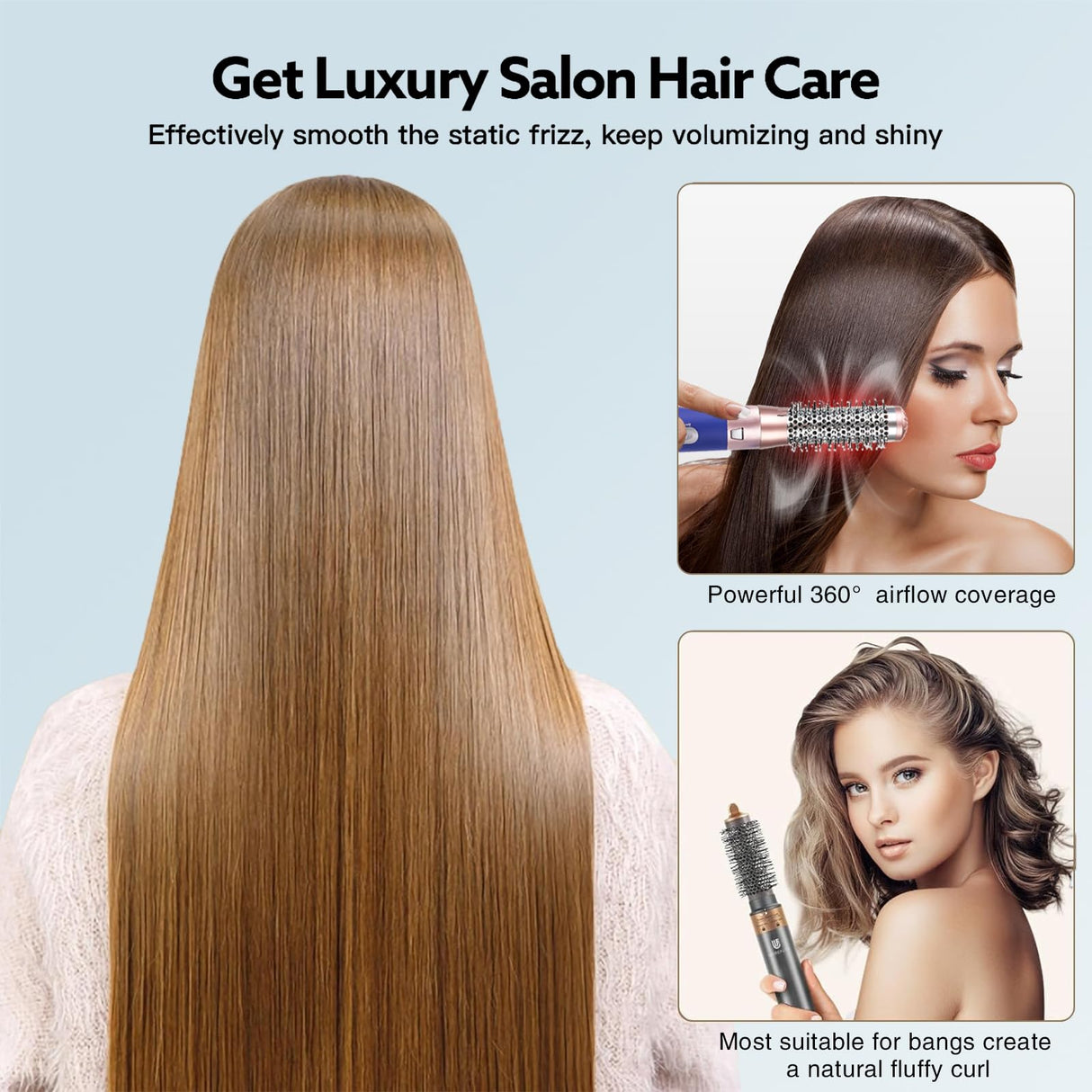 Experience Effortless and Versatile Hair Styling with Our Professional Hot Air Brush Set - Includes 5 Functions for Fast, Stunning Results