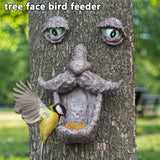 jinhuoba Tree Face Decors Wild Bird Feeders, Whimsical Big Eyes Old Man Face for Tree Hugger Yard Art Outdoor Garden Sculptures