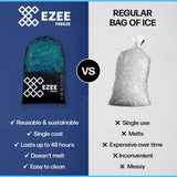 Ezee Freeze Reusable Ice Cubes for Coolers - Mini Freeze 3.5 lb Bag, 110 Blue Ice Cubes Use in Drinks, Lunch Boxes, Fishing, Refreezable Party Ice, Ice Bath