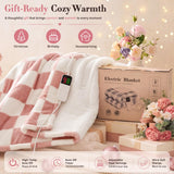 RAYVOICE Pink Heated Blanket Electric Throw 50"X60", Heating Blanket Throw
