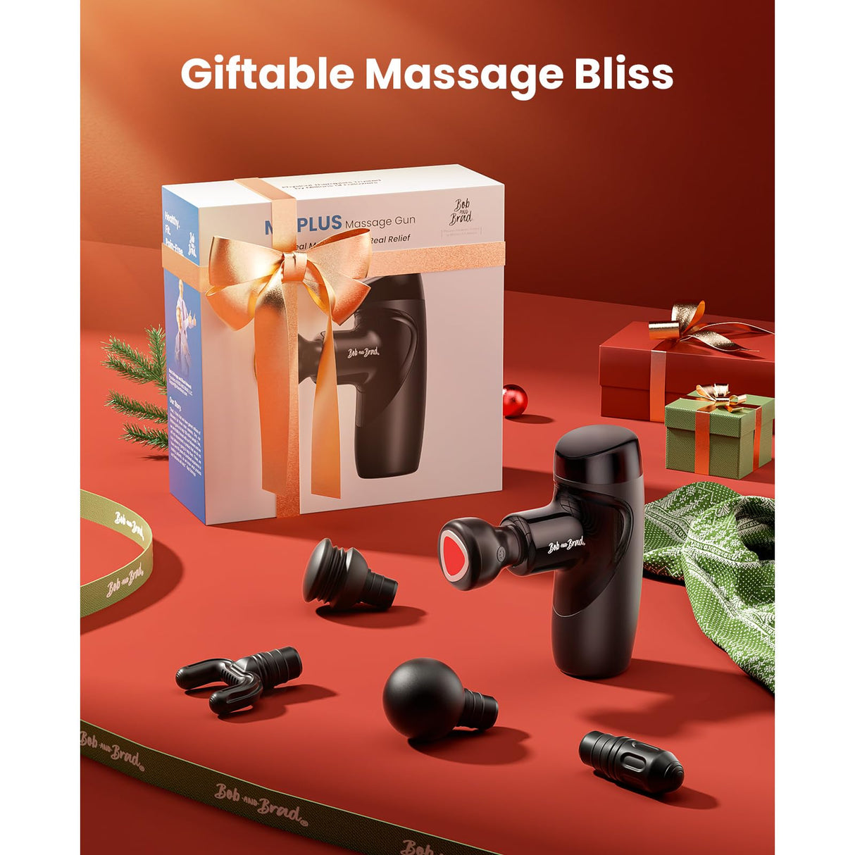 BOB AND BRAD M7 Plus Mini Massage Gun with Heat, Pocket-Sized Heated Deep Tissue Massager, Portable Percussion Muscle Travel Massager Gun, Ultra Light Small & Quiet Massage Gun, FSA and HSA Eligible
