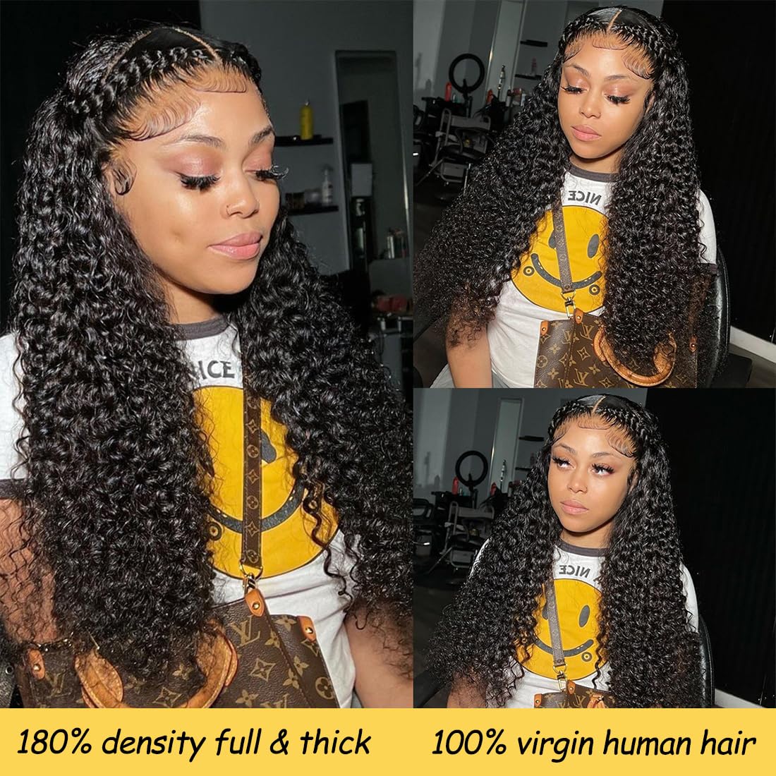 28 Inch 13x6 Deep Wave Lace Front Wigs Human Hair Deep Wave Frontal Wig 13x6 HD Lace Front Wigs Human Hair Pre Plucked with Baby Hair 180 Density Glueless Virgin Deep Wave Wig for Women Natural Color