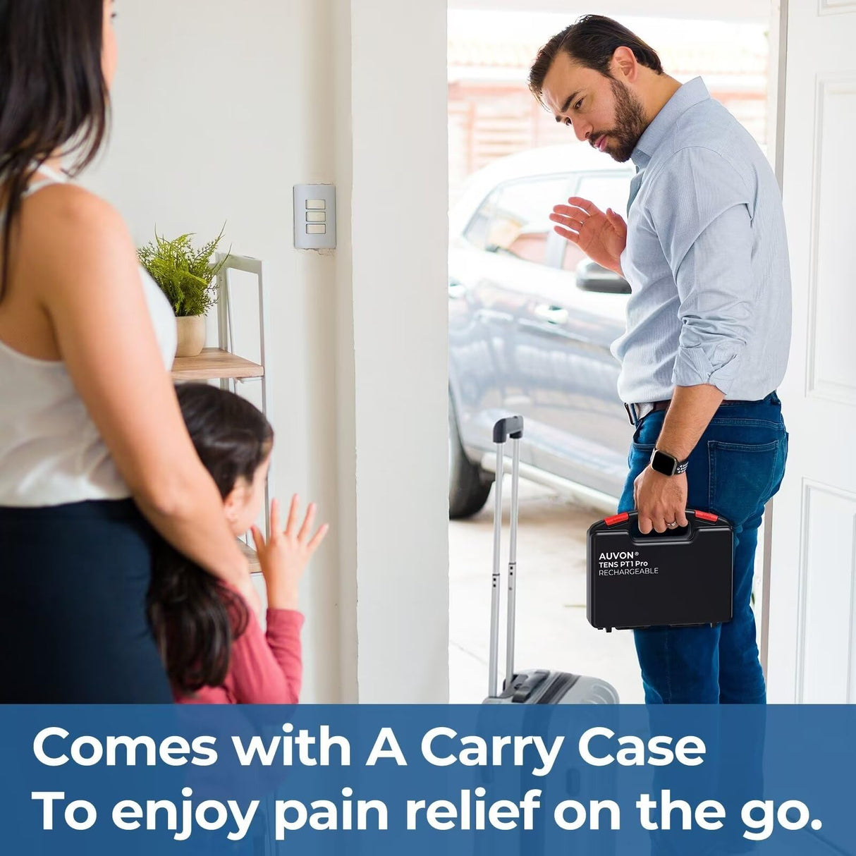 AUVON Rechargeable Digital TENS Unit Muscle Stimulator with 600 mAh Battery, TENS Machine with 8 Customizable Modes, Electric Massager for Shoulder, Back Pain Relief, 6 TENS Pads, A Carry Case