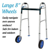 Top Glides 8" Off-Road Walker Wheel Kits with Free Flexfit Universal Ski Glides (Blue)
