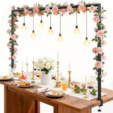 Over The Table Rod Stand with Clamps, Adjustable 32"-102'' Length 14"-56" Height Metal Black Table Arch Hanging for Wedding Birthday Party Halloween Christmas Anniversary