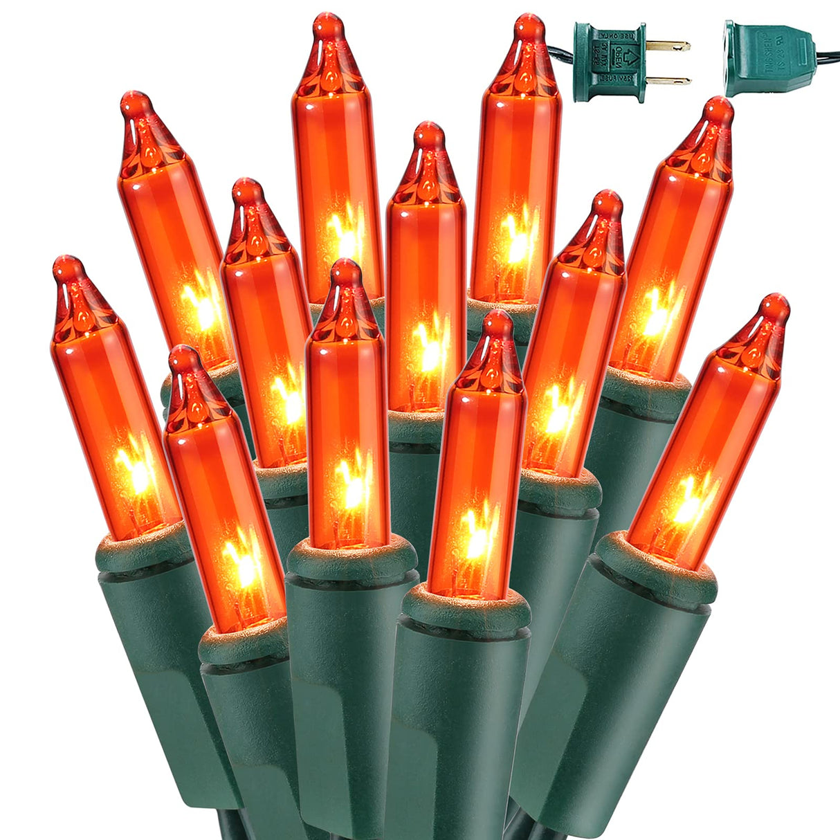 BrizLabs Orange Halloween Lights, 69.6FT 300 Count Halloween String Lights Linkable, UL Certified Orange Light String, Mini Incandescent Light Set for Indoor Outdoor Christmas Fall Thanksgiving Tree