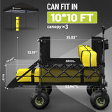 HIKEMOON Double Decker Collapsible Tailgate Wagon, Balloon Wheels, Black