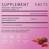 Organic Beet Root Capsules – 1300mg Beetroot Powder for Natural Energy & Endurance Support, Non-GMO, 60 Capsules, 30-Day Supply (1pc)