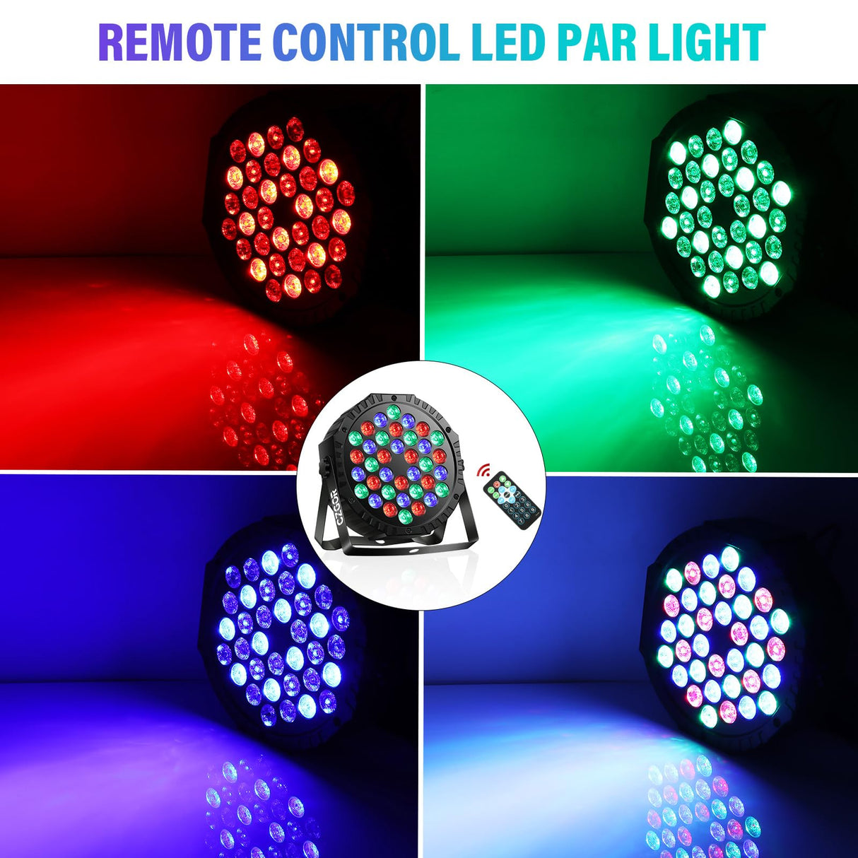 LED Stage Lights 4Pack - Czgor 36W RGB DJ Par Lights With Sound Activated Auto Play by Remote & DMX Control Uplights for Events Wedding Party Club Christmas Party Lighting