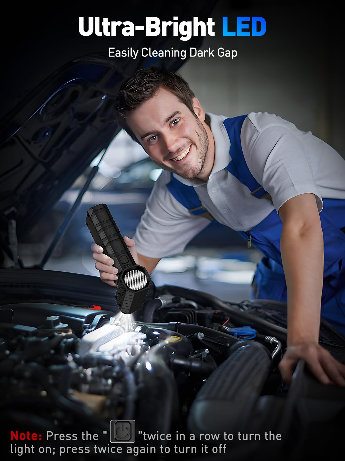 Compressed Air Duster 130000RPM Electric Duster with LED Light, 100 Gear Adjustable Rechargeable Cordless Air Blower Cleaning Tool for Keyboard,Electronic Devices,Car, Christmas Gifts for Men,Black