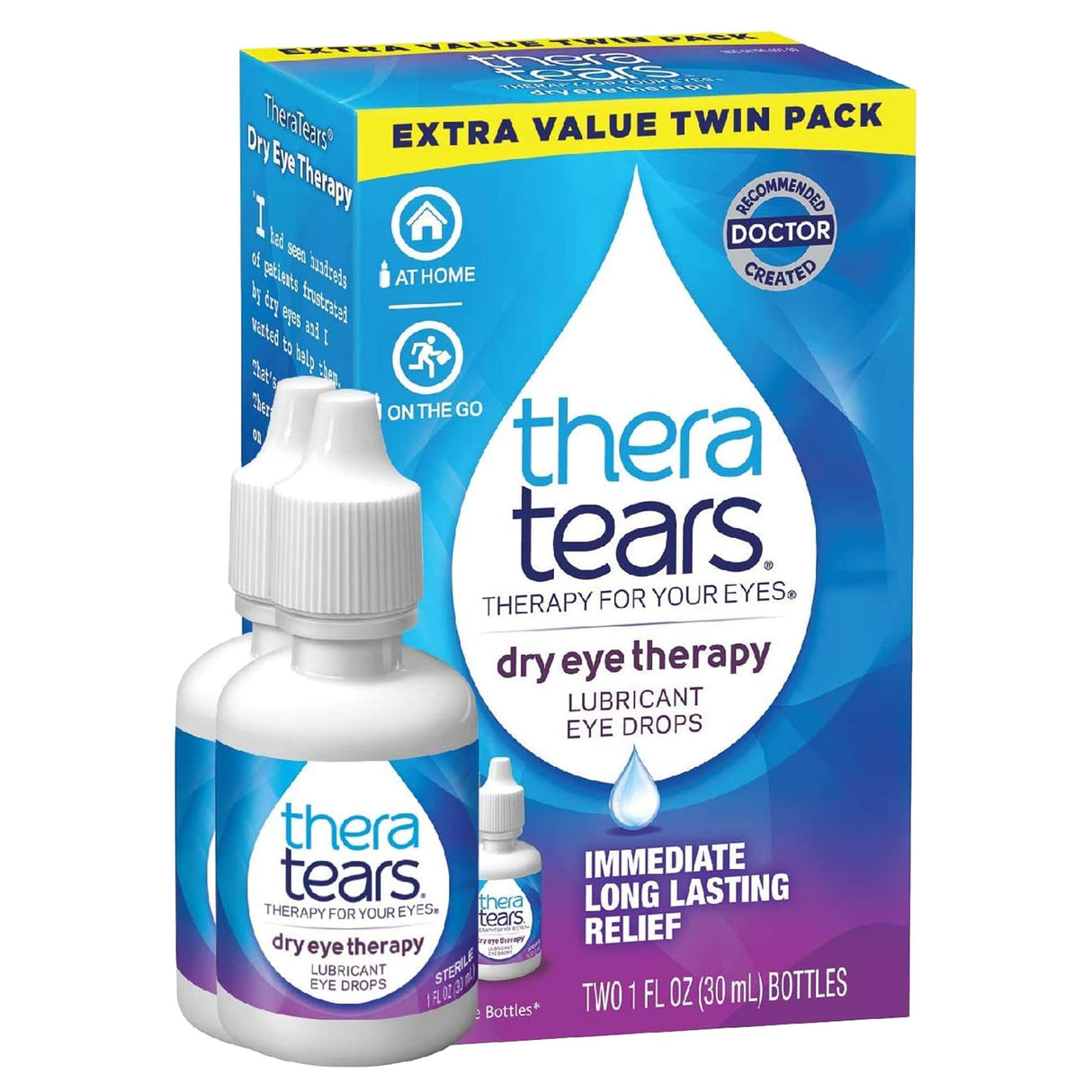 TheraTears Dry Eye Therapy Lubricating Eye Drops for Dry Eyes, 1 Fl Oz Twin Pack, (2 x 30mL Bottles)