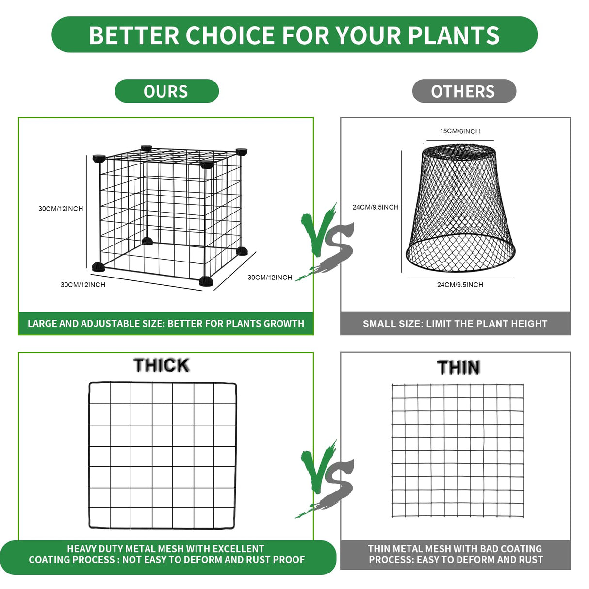 DYAUS 4 Packs Plant Protectors from Animals, Plant Cages for Outdoor Plants, 20Pcs 12"x12" Metal Plant Covers from Animals, Heavy Duty Chicken Wire Cloche, Garden Cloches to Keep Animals Out