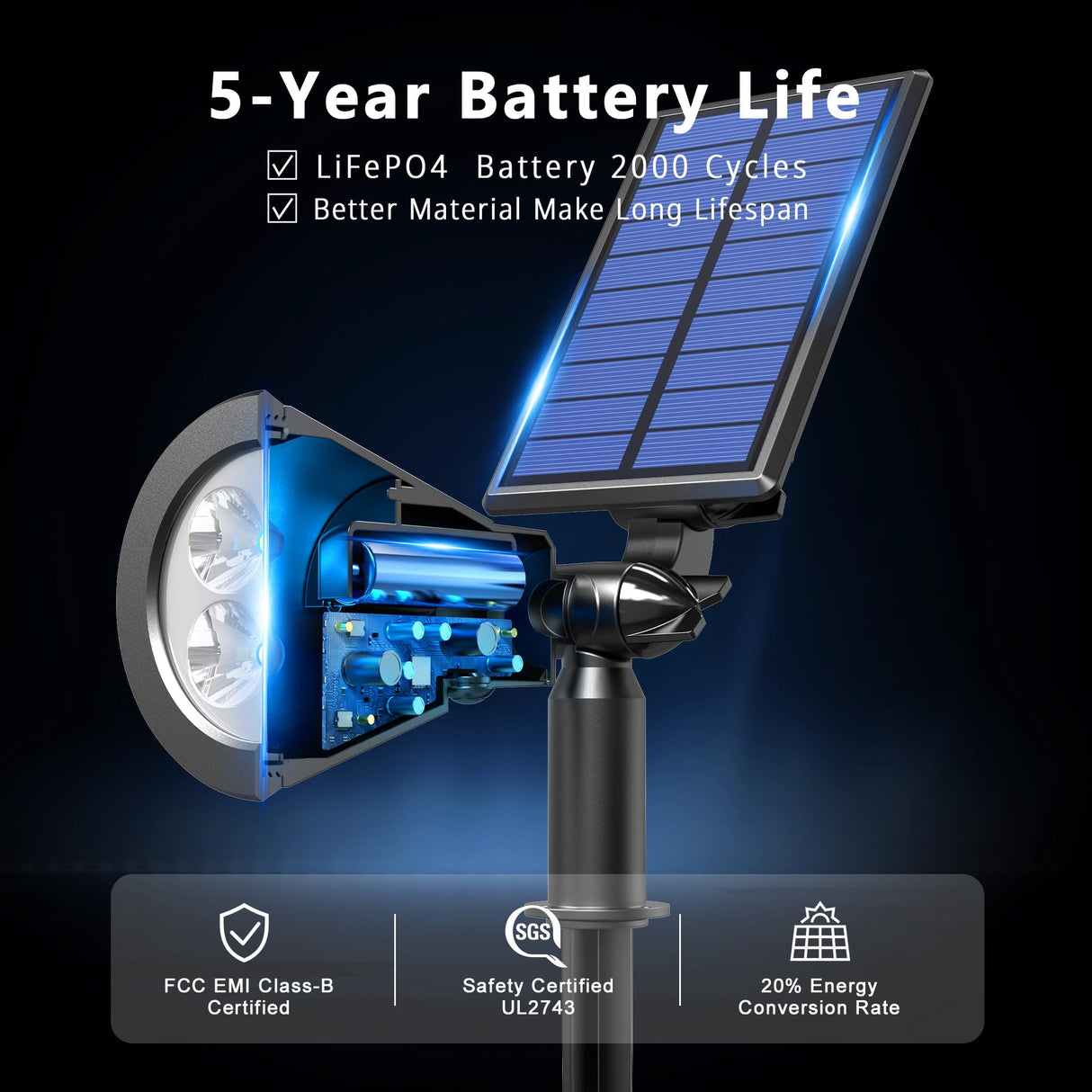 JEJOT 6 Pack Solar Lights Outdoor Waterproof IP65,Warm White Light,2 Lighting Modes,Solar Powered Spotlights for Yard Garden Solar Spot Lights for Flag Landscape Auto On/Off