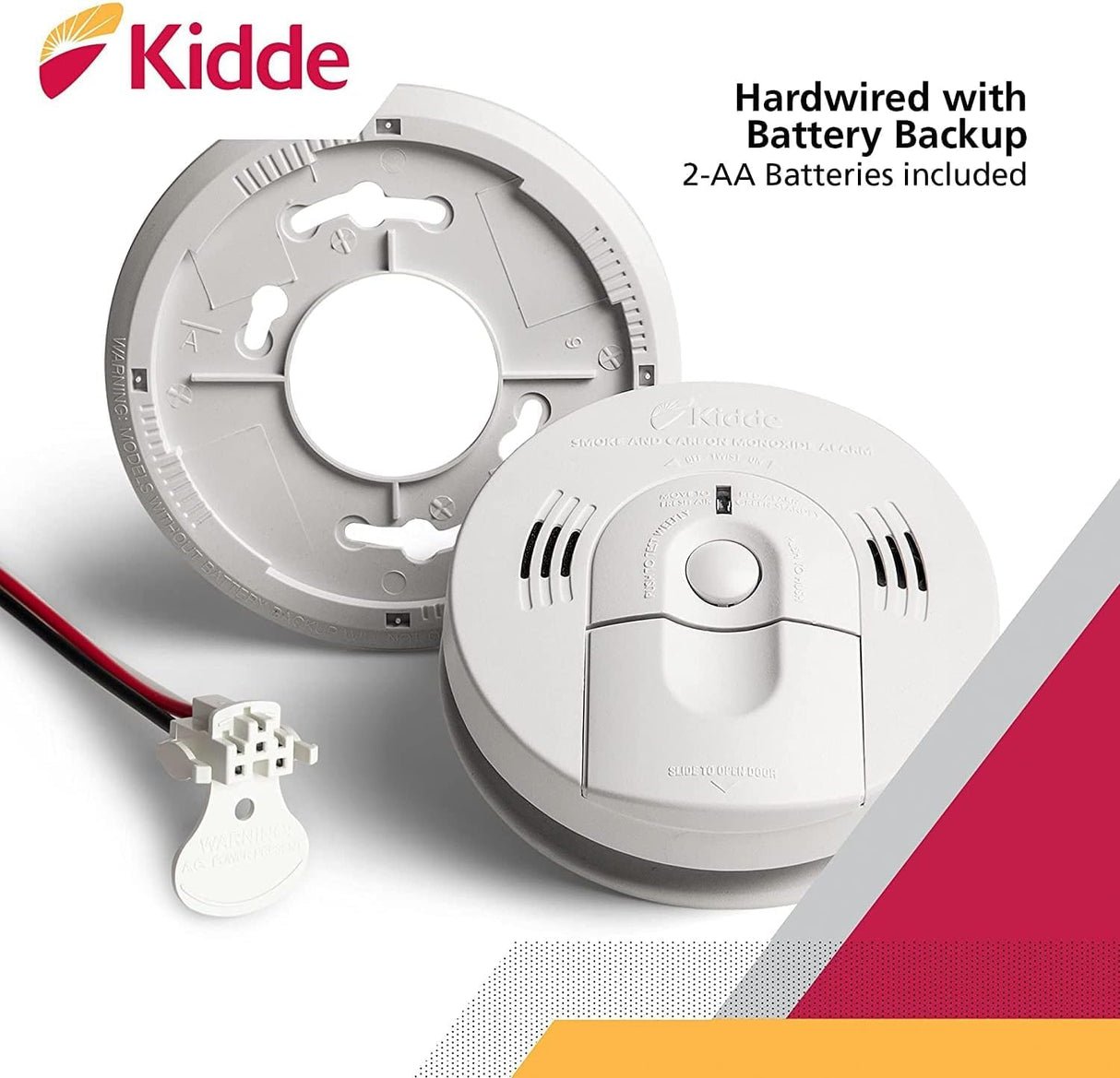 Kidde Hardwired Smoke & Carbon Monoxide Detector, Battery Backup, Interconnectable, LED Warning Light Indicators, 4 Pack