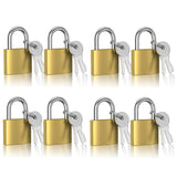 XFJSAK 8 Pcs Small Keyed Padlocks, 32mm, Gold, Compact, D Shape, Hardened Alloy, Securing Luggage, Gym Lockers