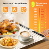 Food Warming Mat, Electric Warming Tray with 9 Temp Levels & Auto Shut-Off, Full Surface Heating, Foldable Warmers Heating Pad for Parties, Perfect for Home and Buffet Use
