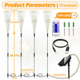 Anordsem Solar Fireworks Lights Outdoor: 4 Bendable Copper Wire 120 LEDs String Lighting - Waterproof DIY Warm Decoration for Yard Garden Proch - Gardening Gifts for Garden Lovers