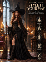 UQJE Women's Witch Hat, Oversized Mesh Halloween Costume Hat, Black, 24in