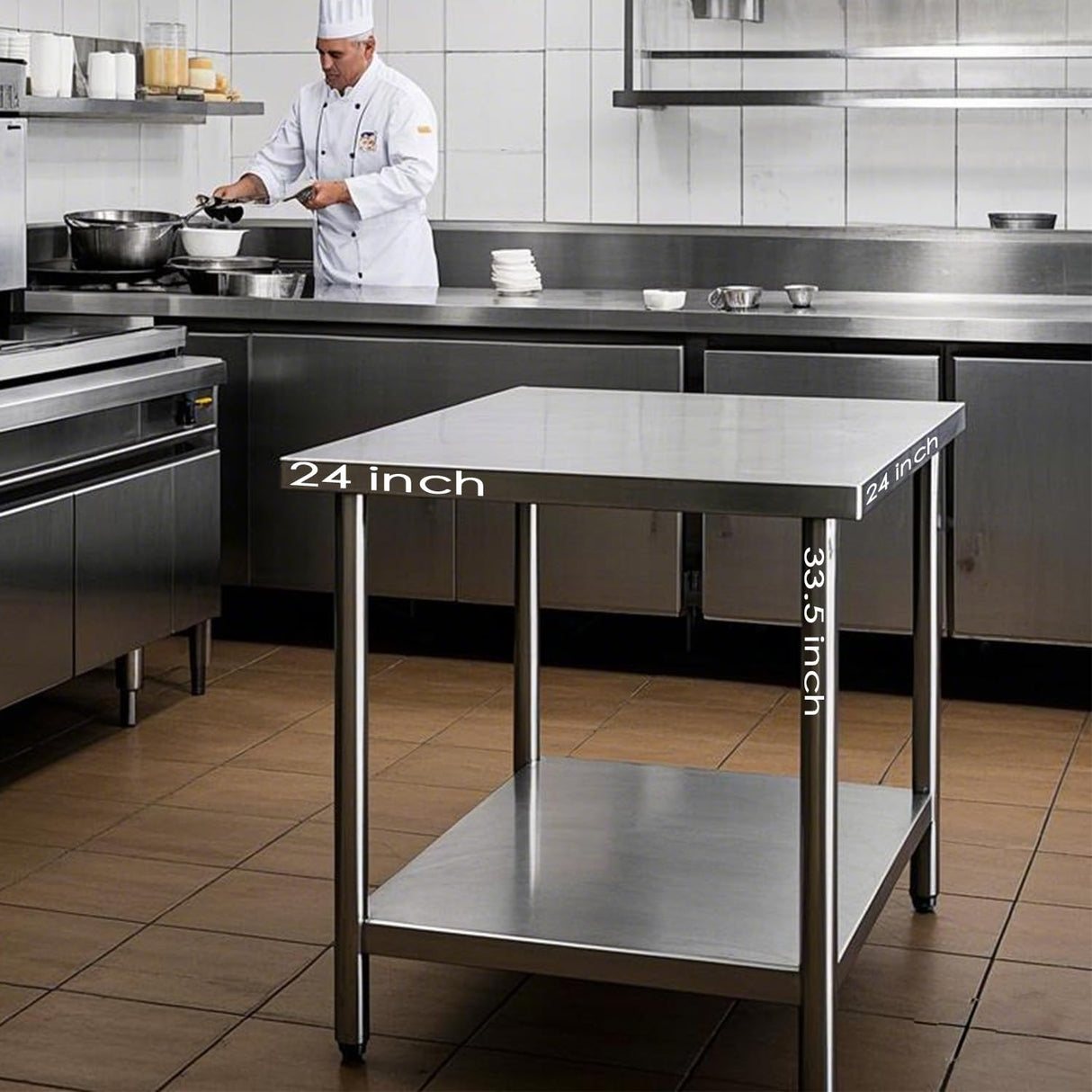 HXCFYP Stainless Steel Table Stainless Steel Table for Prep & Work 24 x 24 Inches with Backsplash and Knife Block for Restaurant, Home and Hotel