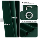 MIULEE Hunter Green Blackout Curtains for Bedroom Living Room 63 Inches Long 2 Panels, Thermal Insulated Room Darkening Drapes Solid Grommet Noise Reduction Emerald Green Christmas Curtains 40x63 Inch