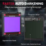 ARCCAPTAIN Large View 3.94" x 3.66" True Color Auto Darkening Welding Helmet with Light, Solar Powered Welding Hood, 4 Arc Sensor Wide Shade 4/5-9/9-13 for Stick MIG TIG Cut