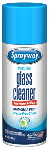 Sprayway Glass Cleaner Foaming Aerosol Spray, 15oz, Pack of 6 | Ammonia-Free, Streakless, Fast-Acting | Cleans & Polishes Glass Surfaces | Fresh Scent, Removes Fingerprints, Dust, Dirt, Smoke Film