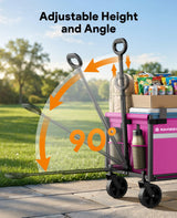 Collapsible Wagon Cart with Wheels, 220LBS for Grocery Shopping Camping