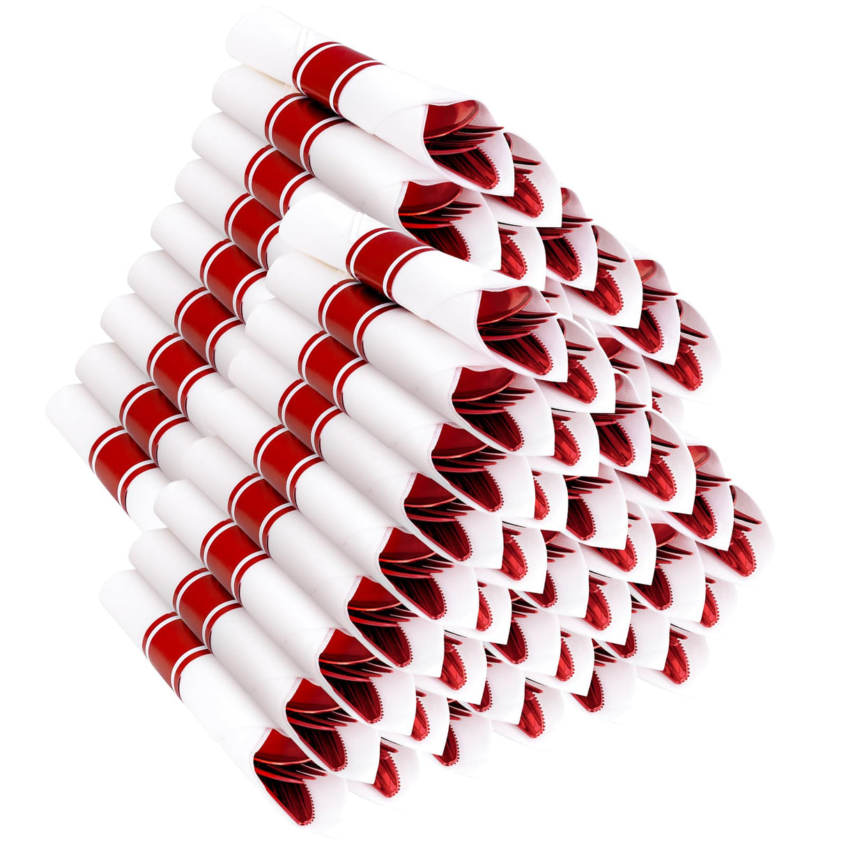 Joyido 400PCS Pre Rolled Red Plastic Silverware Sets - Heavy Duty Red Cutlery - Include 100 Pack Wrapped Disposable Utensils with Napkins for Christmas Parties & Dinners & Weddings