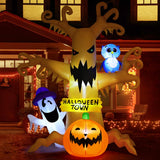 GOOSH 8 FT Halloween Inflatables Dead Tree Outdoor Decorations with Owl Ghosts and Pumpkins, Blow Up Yard Decorations with Built-in LED Lights for Outdoor Party Garden Lawn Decor