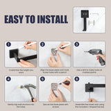 UPRONE Bathroom Hardware Accessories Set: Bath Towel Bar Set, Towel Racks for Bathroom Wall Mounted, SUS304 Stainless Steel (Matte Black, 7-Pieces)