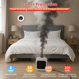 Alertlink 2-in-1 Smoke and Carbon Monoxide Detector Alarm, with Voice Alert,10-Year Battery Fire & CO Alarm with Large LCD Display, Easy Install with Adhesive or Screws